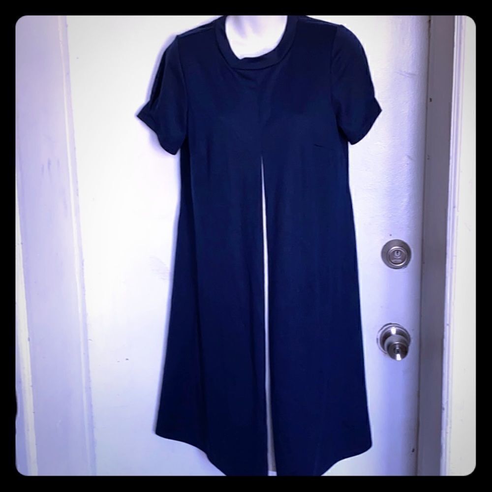 SUSAN GRAVER STYLE Navy/White Panel Shift Dress-XS